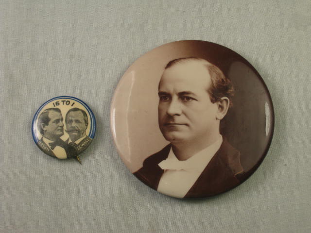 1896 William Jennings Bryan/Sewall Lot 2 1/4" Pin Pinback Button 16 To 1 Jugate