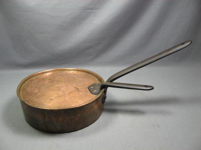 Vintage Antique Copper Cooking Cookware Pan Pot +Lid NR 1