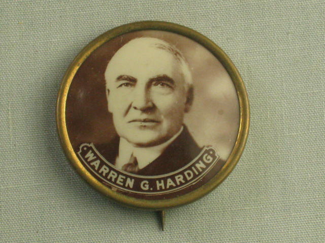 1920 Warren G Harding Campaign Picture Photo Portrait Button Pin Pinback 1 1/4"
