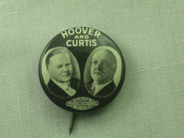 1932 Herbert Hoover Charles Curtis Political Campaign Jugate Pin Pinback Button