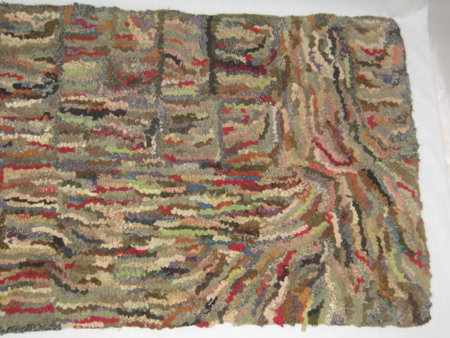 Vtg Antique Primitive Hooked Rag Rug 24" x 41" Abstract Wool Cotton No Reserve! 2