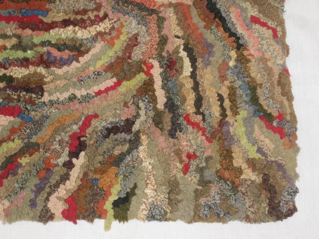 Vtg Antique Primitive Hooked Rag Rug 24" x 41" Abstract Wool Cotton No Reserve! 3