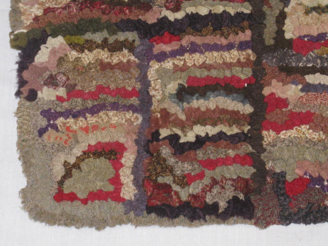 Vtg Antique Primitive Hooked Rag Rug 24" x 41" Abstract Wool Cotton No Reserve! 4