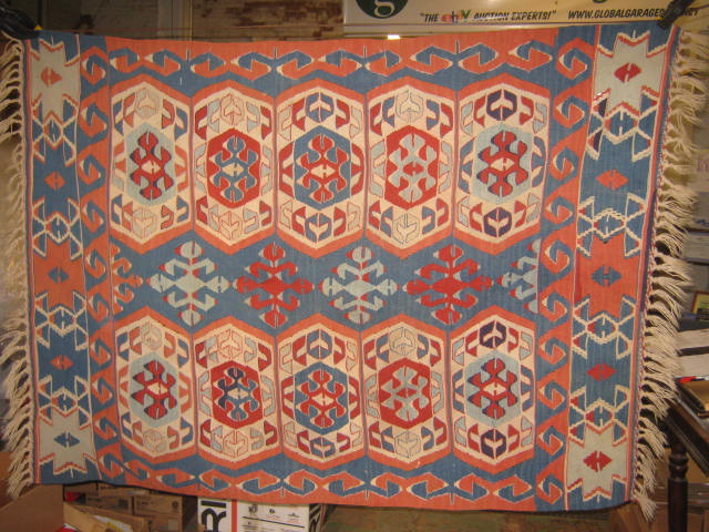 Vintage Hand Woven Turkish Kilim Rug Carpet 44" x 61" Natural Dyes No Reserve!