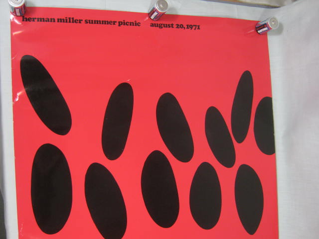 Original 1971 Herman Miller Picnic Watermelon Poster Steve Frykholm Never Hung! 1
