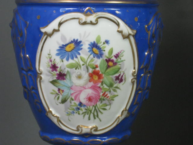 Antique Victorian Blue Porcelain Brass Oil Kerosene Lamps Brevete Kosmos Brenner 9