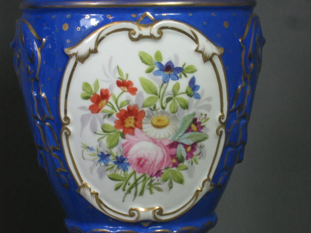 Antique Victorian Blue Porcelain Brass Oil Kerosene Lamps Brevete Kosmos Brenner 10