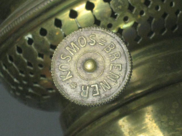 Antique Victorian Blue Porcelain Brass Oil Kerosene Lamps Brevete Kosmos Brenner 18