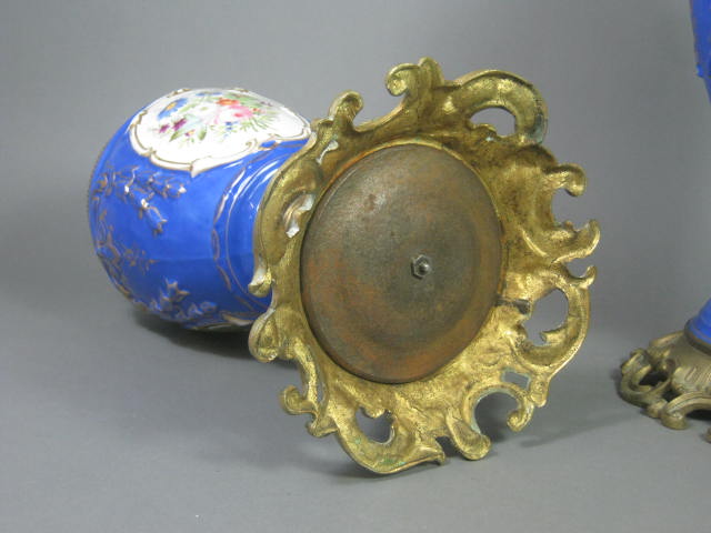 Antique Victorian Blue Porcelain Brass Oil Kerosene Lamps Brevete Kosmos Brenner 19