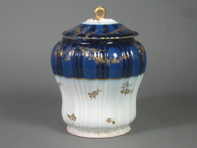 Antique 1890s Theodore Haviland Mont-Mery Cobalt Blue & Gold 7" Biscuit Jar NR!