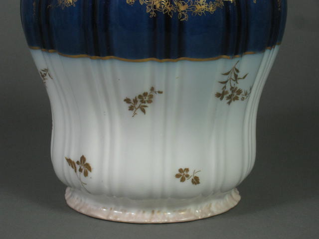 Antique 1890s Theodore Haviland Mont-Mery Cobalt Blue & Gold 7" Biscuit Jar NR! 2