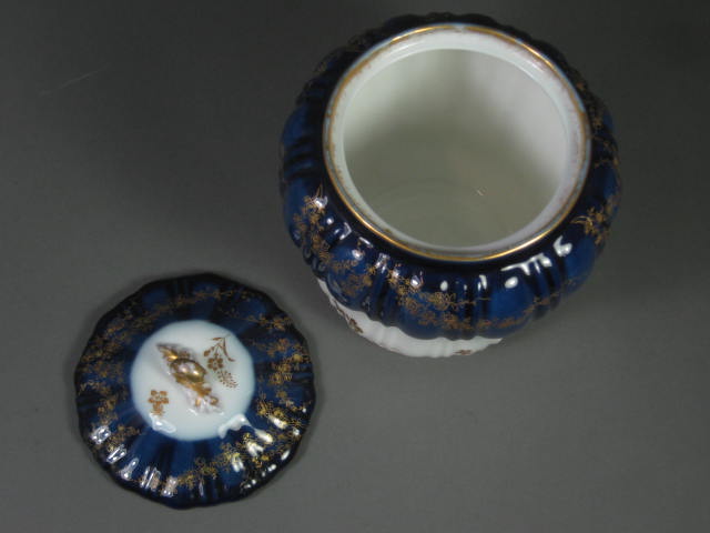 Antique 1890s Theodore Haviland Mont-Mery Cobalt Blue & Gold 7" Biscuit Jar NR! 6