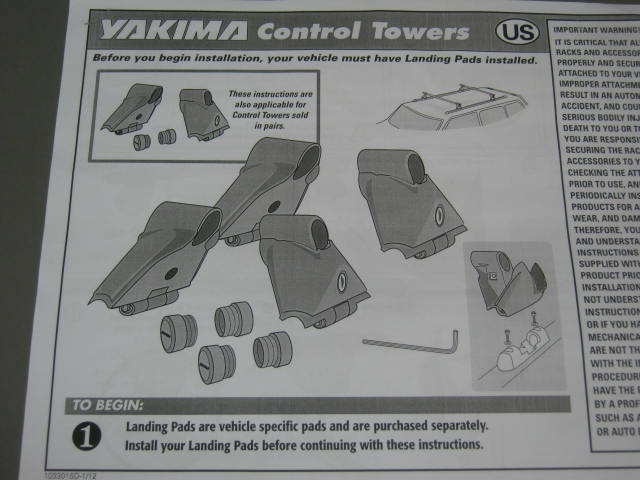 4 Yakima Roof Rack Control Towers Set Part #8000214 +Screws Hex Wrench End Caps+ 3