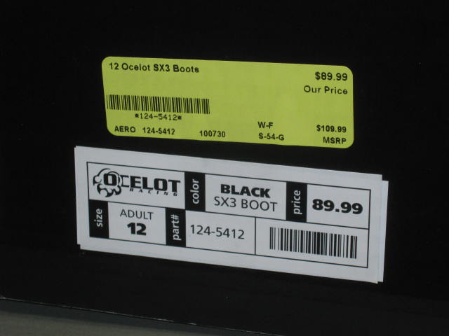 New Black Ocelot SX3 Motocross/Dirtbike Boots #124-5412 Adult Size 12 W/ Box NR! 1