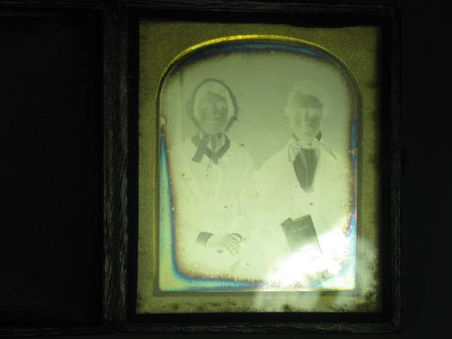 2 Antique Tintype Daguerreotype Ambrotype Photos Couple Man Gutta Percha Frame 4